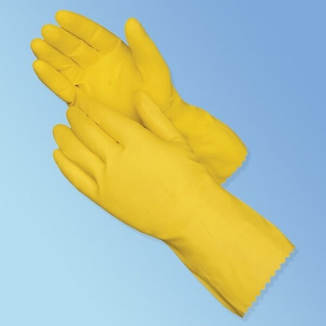 LATEX GLOVES YELLOW FLOCK (M) 144CT Gold Star Distribution Inc