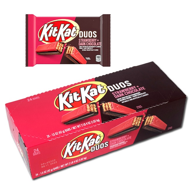 KIT KAT DUOS STRAW & DARK CHOC. 24CT Gold Star Distribution Inc