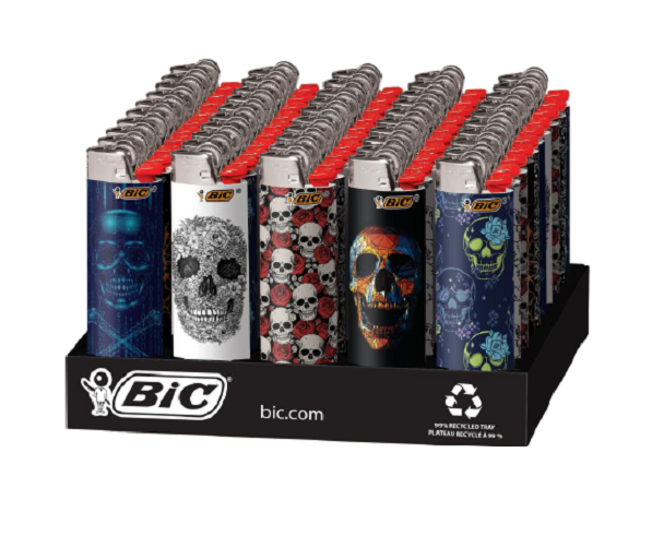 SKULLS BIC LIGHTERS LMT 50CT Gold Star Distribution Inc